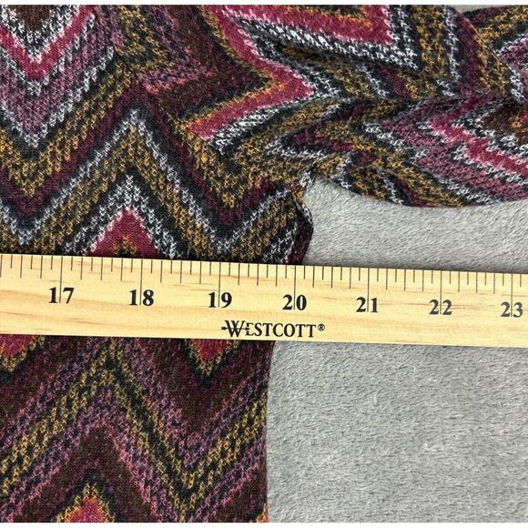 Rebecca Malone Women's XL Knit Blouse Zig Zag Pink Red Brown‎ Boho Colorful - Picture 5 of 7